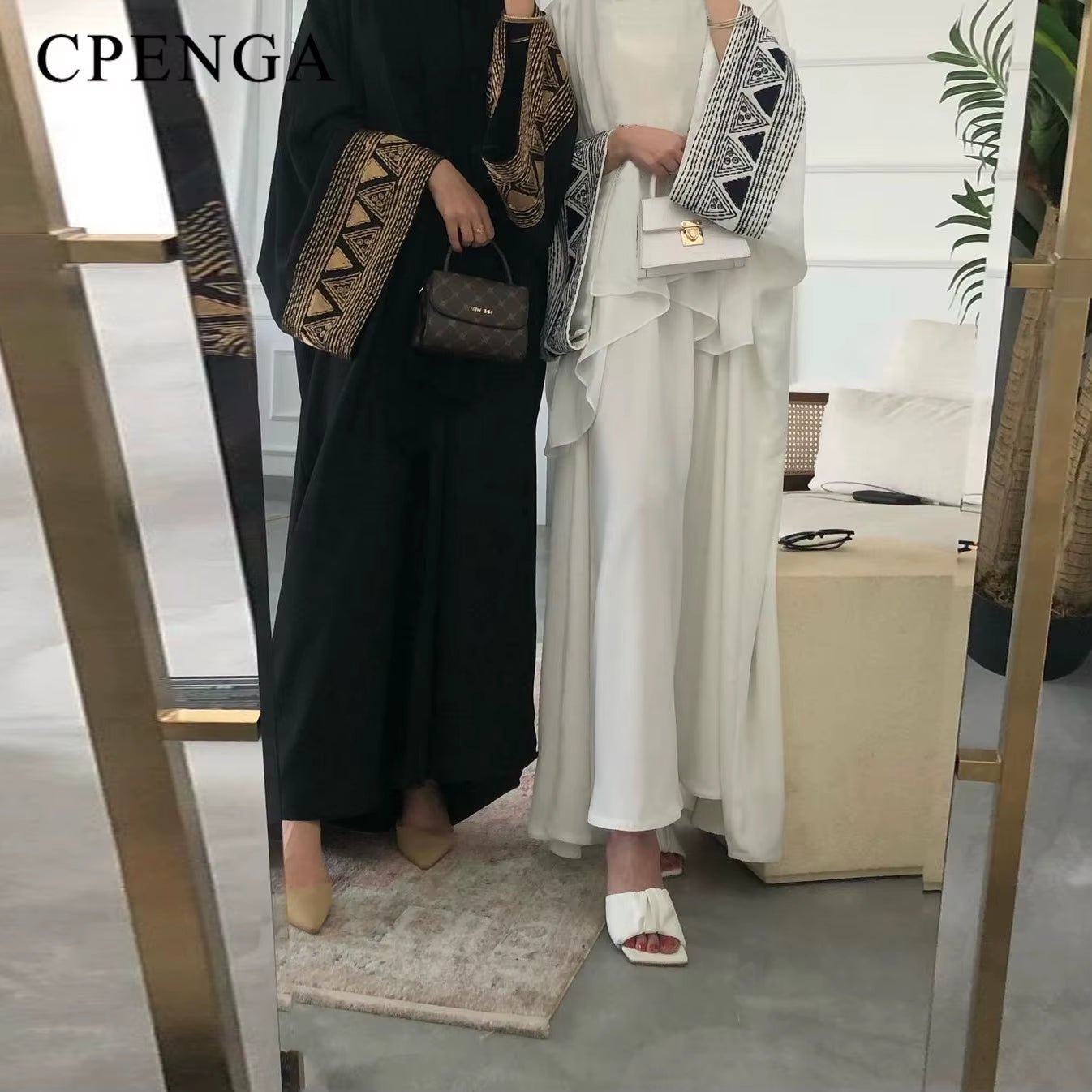 2025 New Arabic Embroidery Abaya Muslim Women Kimono Dubai Abayas Eid Ramadan Islam Clothing Black White Coat Robe - Mugawe Store