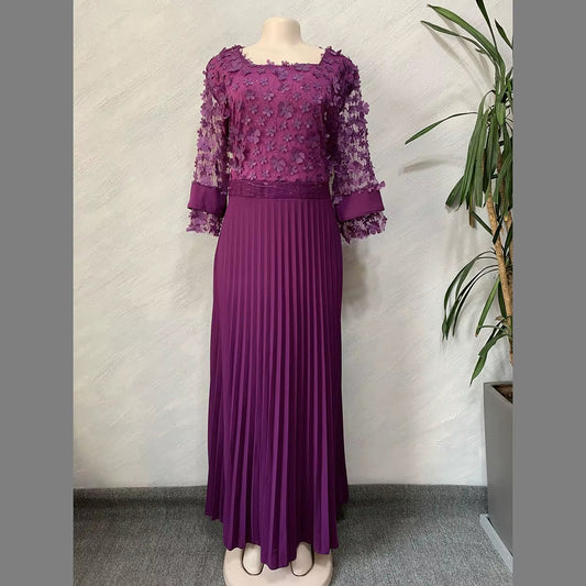 African Dresses for Women 2025 Africa Clothing Muslim Pleated Long Dress Fashion African Maxi Dress for Lady - Mugawe Store