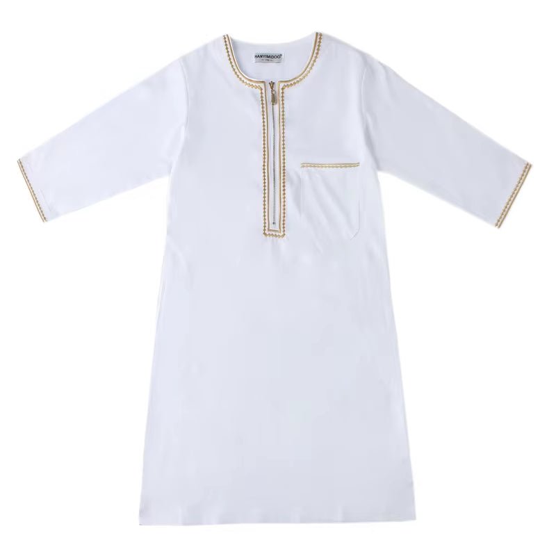 Children Robe W/ Long Sleeves Teenager Muslim Clothing Boys Kaftan Islamic Middle East Arab Jubba Thobe for Four Seasons - Mugawe Store