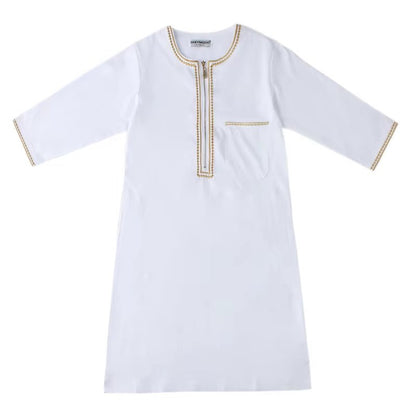 Children Robe W/ Long Sleeves Teenager Muslim Clothing Boys Kaftan Islamic Middle East Arab Jubba Thobe for Four Seasons - Mugawe Store