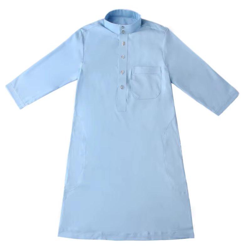 Children Robe W/ Long Sleeves Teenager Muslim Clothing Boys Kaftan Islamic Middle East Arab Jubba Thobe for Four Seasons - Mugawe Store