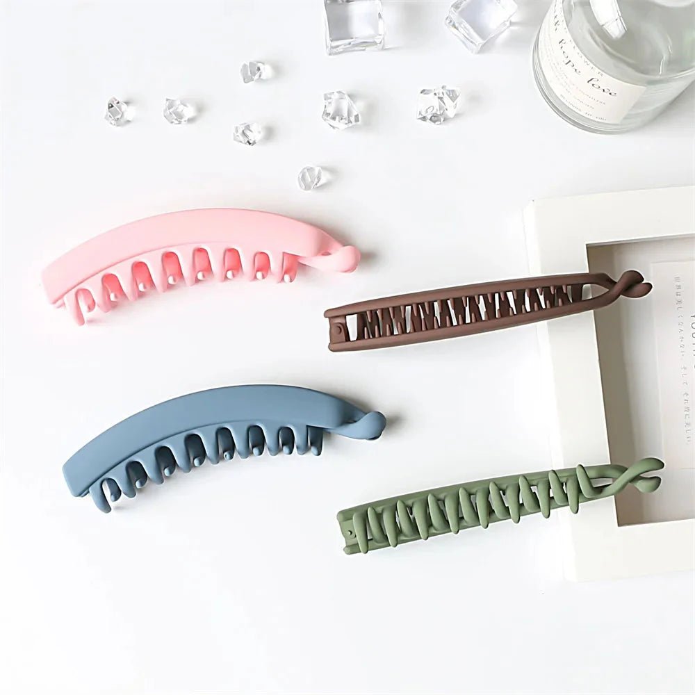 Frosted Solid Color Banana Hair Clips – Fashion Ponytail Barrettes & Hair Claws for Women - Mugawe Store