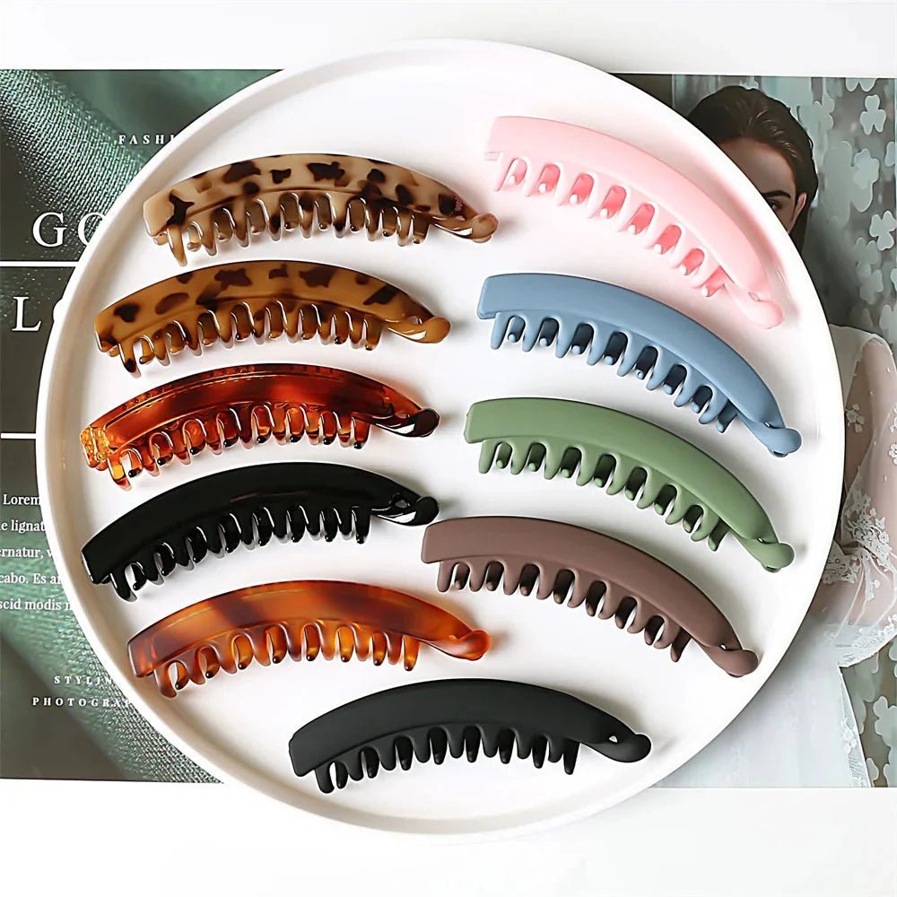 Frosted Solid Color Banana Hair Clips – Fashion Ponytail Barrettes & Hair Claws for Women - Mugawe Store