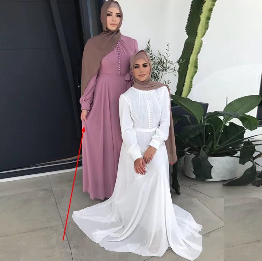 Hot Sale Djellaba Muslim Dress Big Swing Abaya Elegant Long Muslim Abayas Women Modest Wear Clothing EID Robes Belt WY20 - Mugawe Store