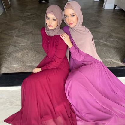 Hot Sale Djellaba Muslim Dress Big Swing Abaya Elegant Long Muslim Abayas Women Modest Wear Clothing EID Robes Belt WY20 - Mugawe Store