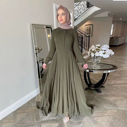 Hot Sale Djellaba Muslim Dress Big Swing Abaya Elegant Long Muslim Abayas Women Modest Wear Clothing EID Robes Belt WY20 - Mugawe Store