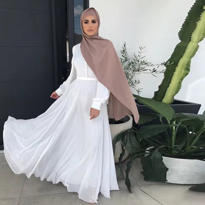 Hot Sale Djellaba Muslim Dress Big Swing Abaya Elegant Long Muslim Abayas Women Modest Wear Clothing EID Robes Belt WY20 - Mugawe Store