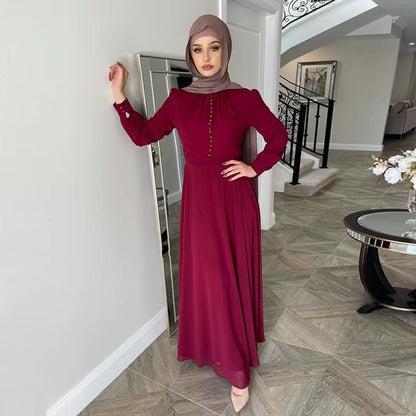 Hot Sale Djellaba Muslim Dress Big Swing Abaya Elegant Long Muslim Abayas Women Modest Wear Clothing EID Robes Belt WY20 - Mugawe Store