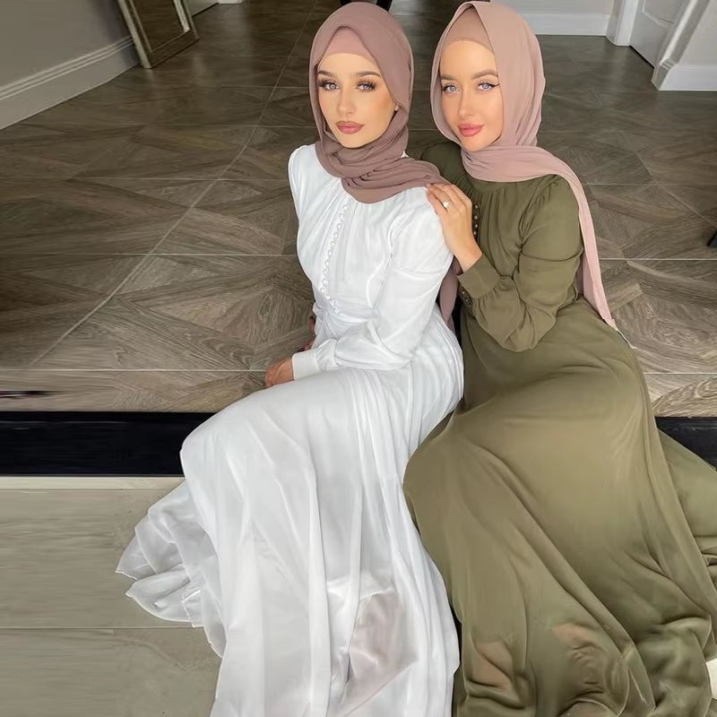 Hot Sale Djellaba Muslim Dress Big Swing Abaya Elegant Long Muslim Abayas Women Modest Wear Clothing EID Robes Belt WY20 - Mugawe Store