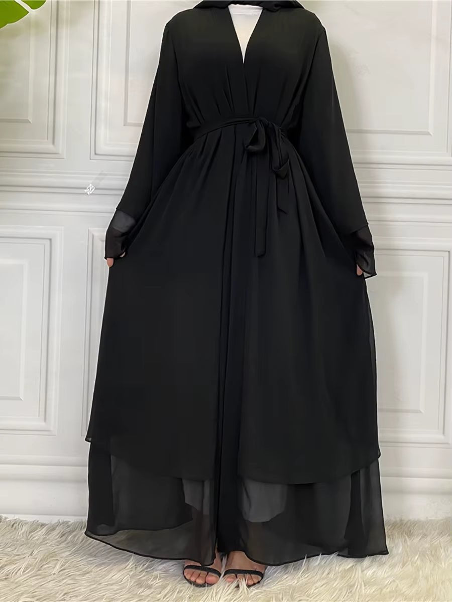 Hot Selling Dubai Abaya Chiffon Fashion Cardigan Muslim for Women Modest Robe Turkey Kaftan Ramadan Arabic Islamic Clothing - Mugawe Store