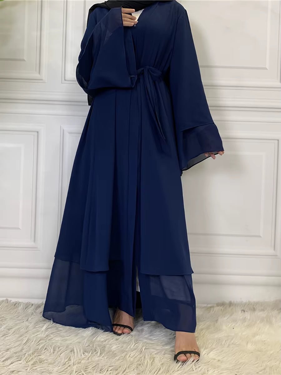 Hot Selling Dubai Abaya Chiffon Fashion Cardigan Muslim for Women Modest Robe Turkey Kaftan Ramadan Arabic Islamic Clothing - Mugawe Store