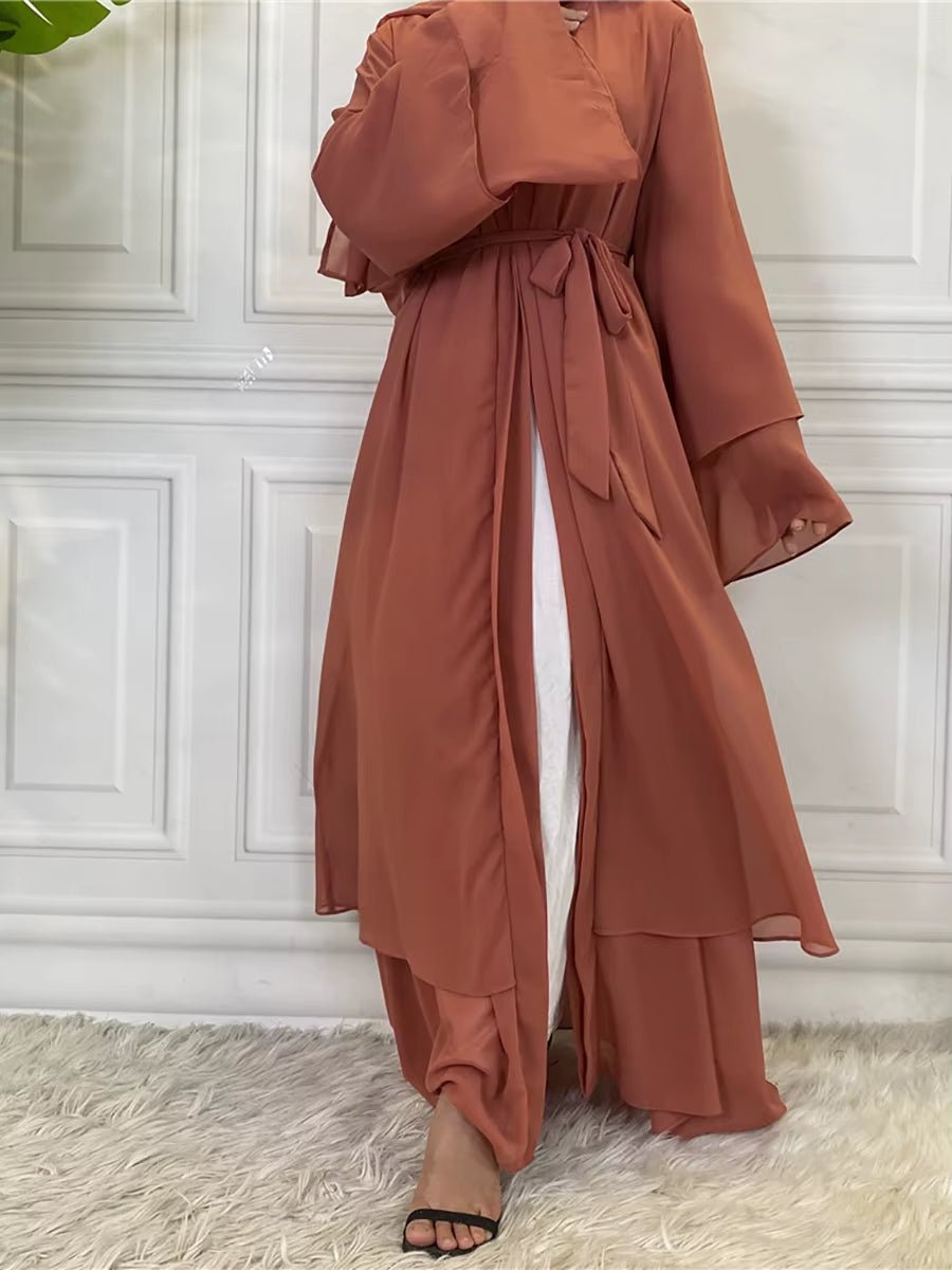 Hot Selling Dubai Abaya Chiffon Fashion Cardigan Muslim for Women Modest Robe Turkey Kaftan Ramadan Arabic Islamic Clothing - Mugawe Store