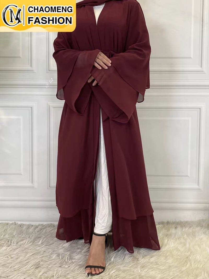 Hot Selling Dubai Abaya Chiffon Fashion Cardigan Muslim for Women Modest Robe Turkey Kaftan Ramadan Arabic Islamic Clothing - Mugawe Store