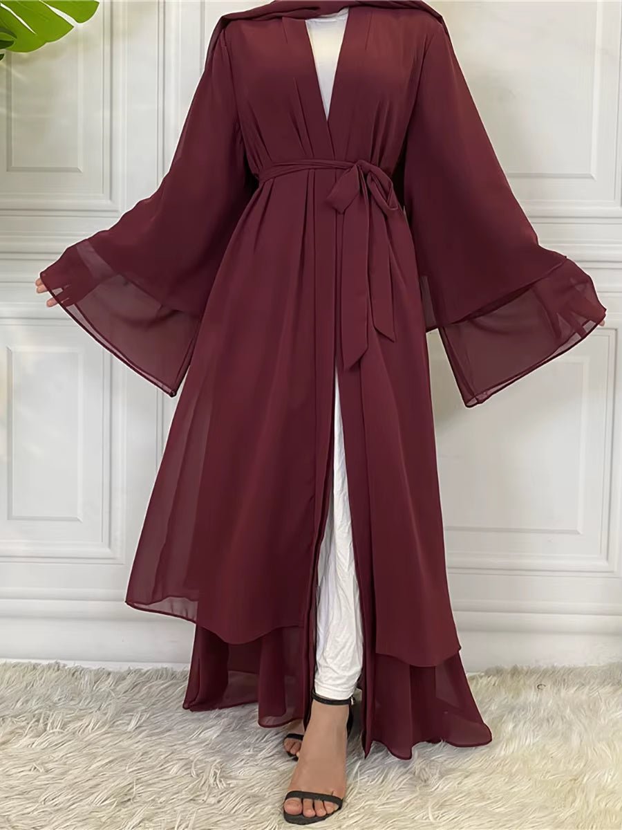 Hot Selling Dubai Abaya Chiffon Fashion Cardigan Muslim for Women Modest Robe Turkey Kaftan Ramadan Arabic Islamic Clothing - Mugawe Store