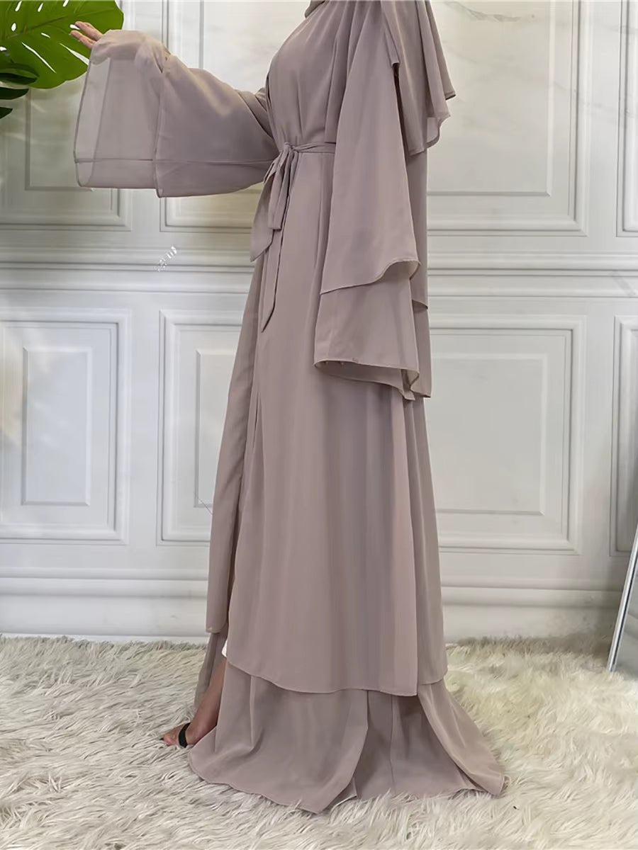 Hot Selling Dubai Abaya Chiffon Fashion Cardigan Muslim for Women Modest Robe Turkey Kaftan Ramadan Arabic Islamic Clothing - Mugawe Store