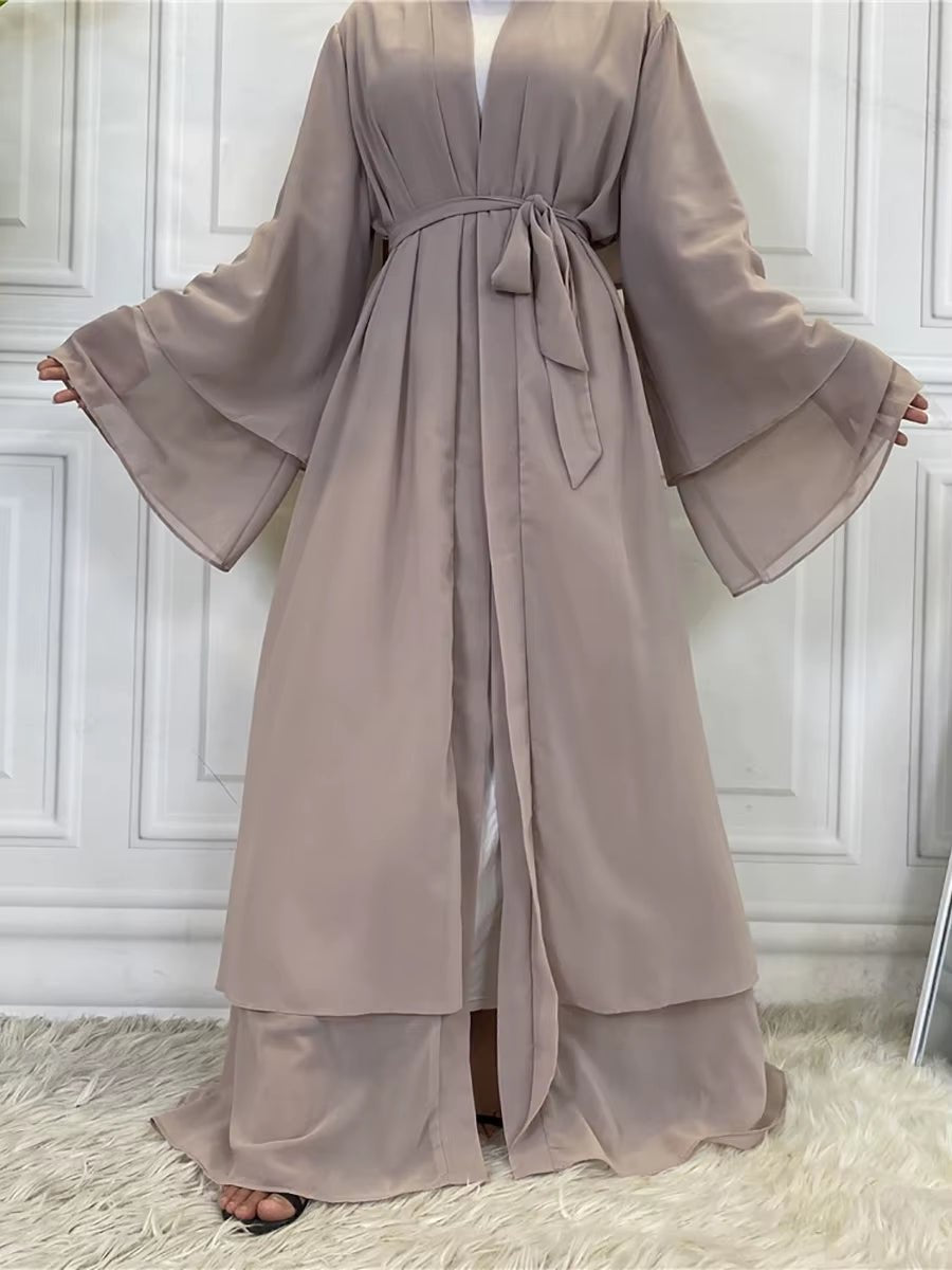 Hot Selling Dubai Abaya Chiffon Fashion Cardigan Muslim for Women Modest Robe Turkey Kaftan Ramadan Arabic Islamic Clothing - Mugawe Store