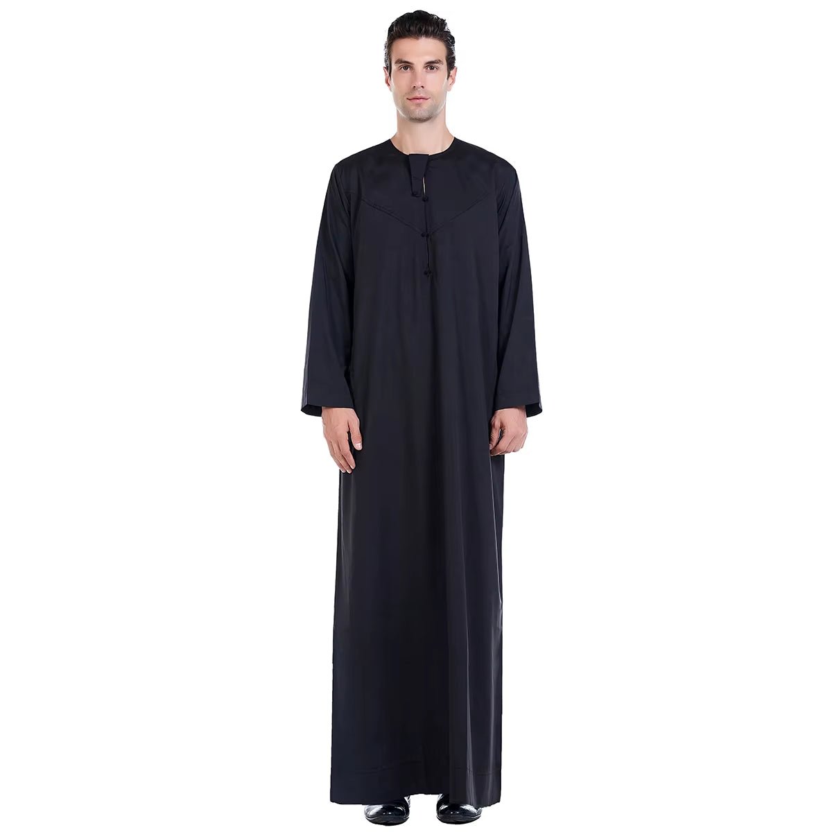 Men Thobe Thoub Islamic Muslim Arab Kaftan Solid Long Sleeve Jubba Saudi Arabia Robe Daffah Turkish Caftan Muslim Clothing Abaya - Mugawe Store