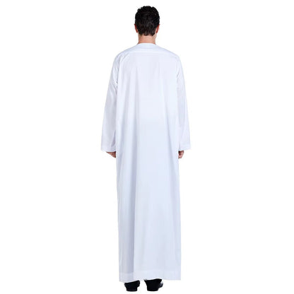 Men Thobe Thoub Islamic Muslim Arab Kaftan Solid Long Sleeve Jubba Saudi Arabia Robe Daffah Turkish Caftan Muslim Clothing Abaya - Mugawe Store