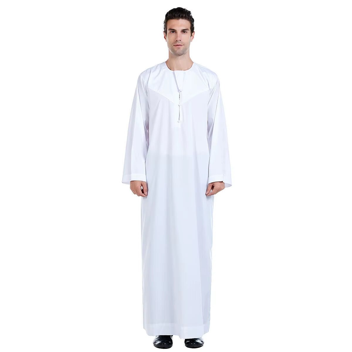 Men Thobe Thoub Islamic Muslim Arab Kaftan Solid Long Sleeve Jubba Saudi Arabia Robe Daffah Turkish Caftan Muslim Clothing Abaya - Mugawe Store