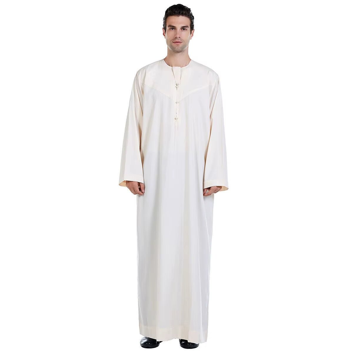 Men Thobe Thoub Islamic Muslim Arab Kaftan Solid Long Sleeve Jubba Saudi Arabia Robe Daffah Turkish Caftan Muslim Clothing Abaya - Mugawe Store