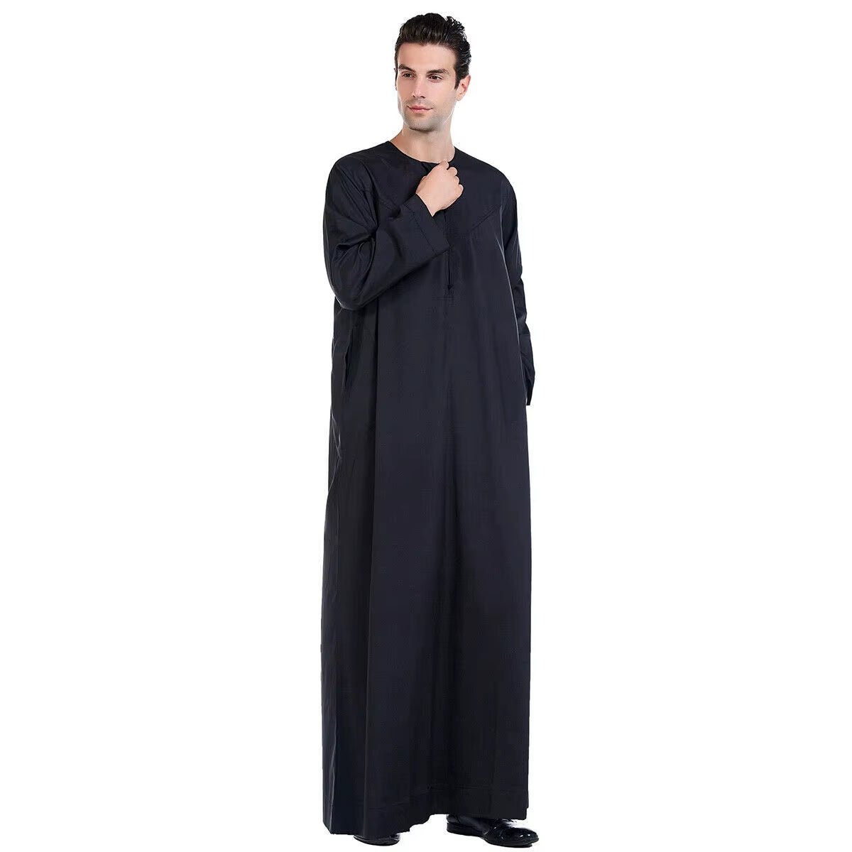 Men Thobe Thoub Islamic Muslim Arab Kaftan Solid Long Sleeve Jubba Saudi Arabia Robe Daffah Turkish Caftan Muslim Clothing Abaya - Mugawe Store