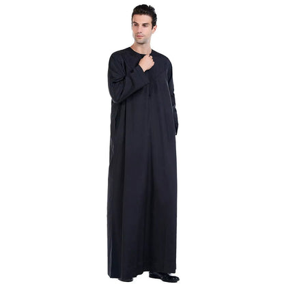 Men Thobe Thoub Islamic Muslim Arab Kaftan Solid Long Sleeve Jubba Saudi Arabia Robe Daffah Turkish Caftan Muslim Clothing Abaya - Mugawe Store