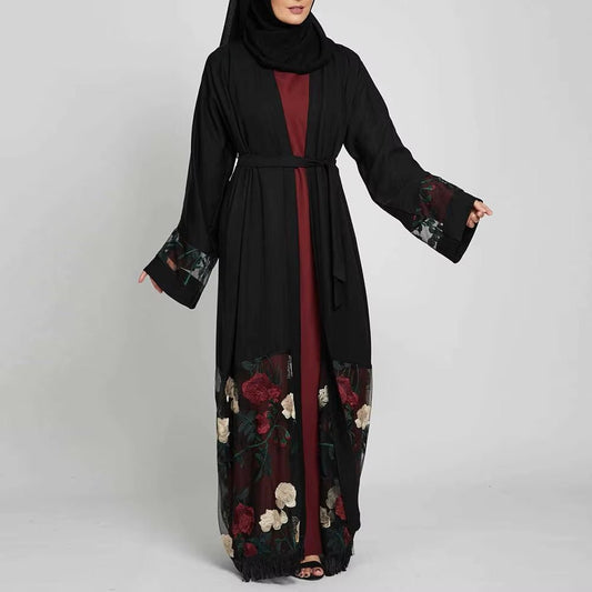 Middle East Ramadan New Kimono Embbroidery Arab Cardigan Kaftan Islamic Clothing Muslim Fashion Women Dresses Open Abaya Dubai - Mugawe Store