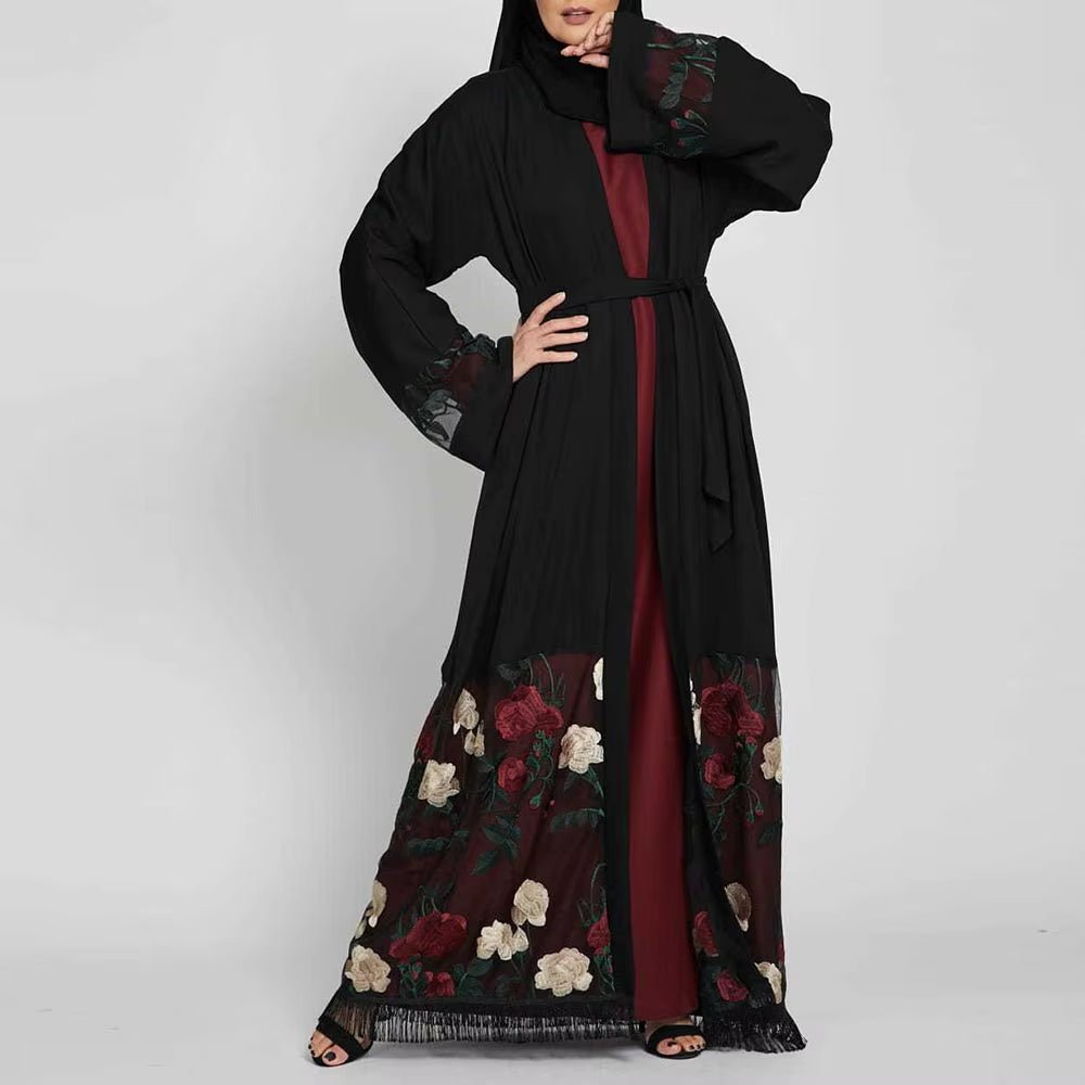 Middle East Ramadan New Kimono Embbroidery Arab Cardigan Kaftan Islamic Clothing Muslim Fashion Women Dresses Open Abaya Dubai - Mugawe Store