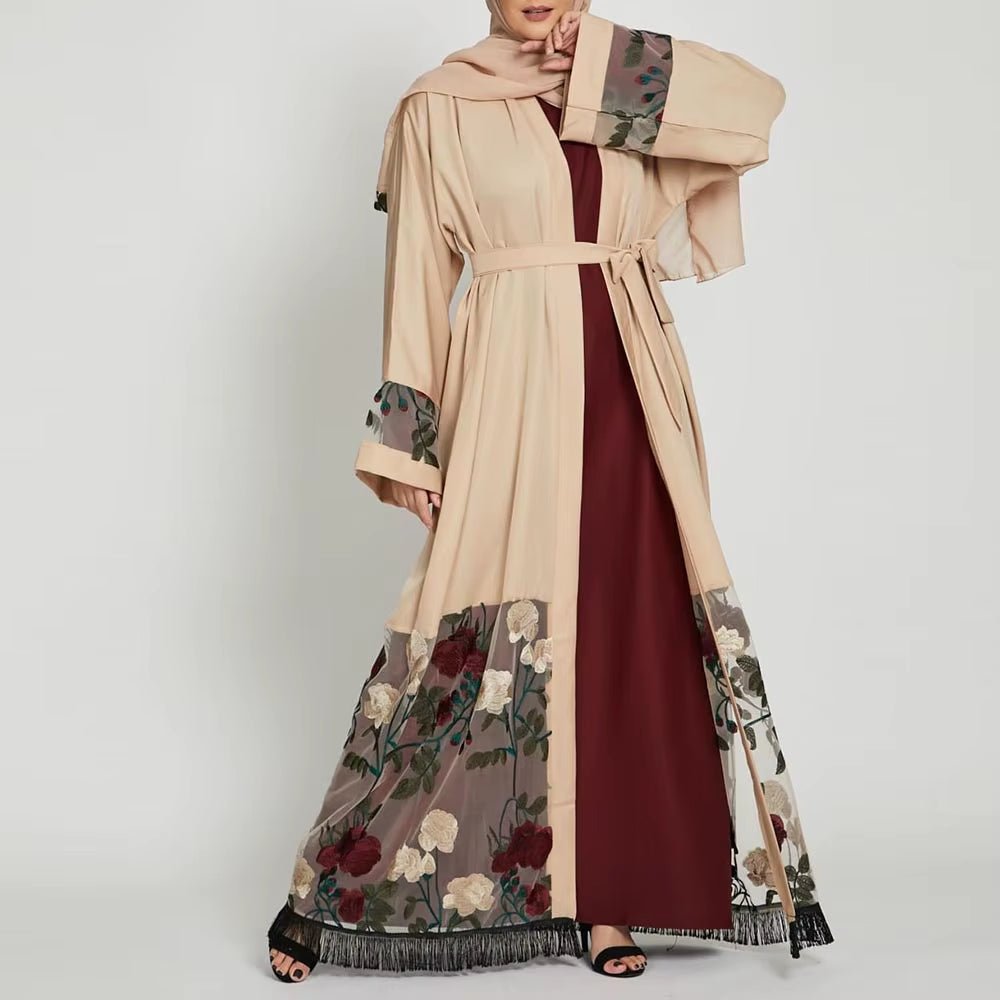 Middle East Ramadan New Kimono Embbroidery Arab Cardigan Kaftan Islamic Clothing Muslim Fashion Women Dresses Open Abaya Dubai - Mugawe Store