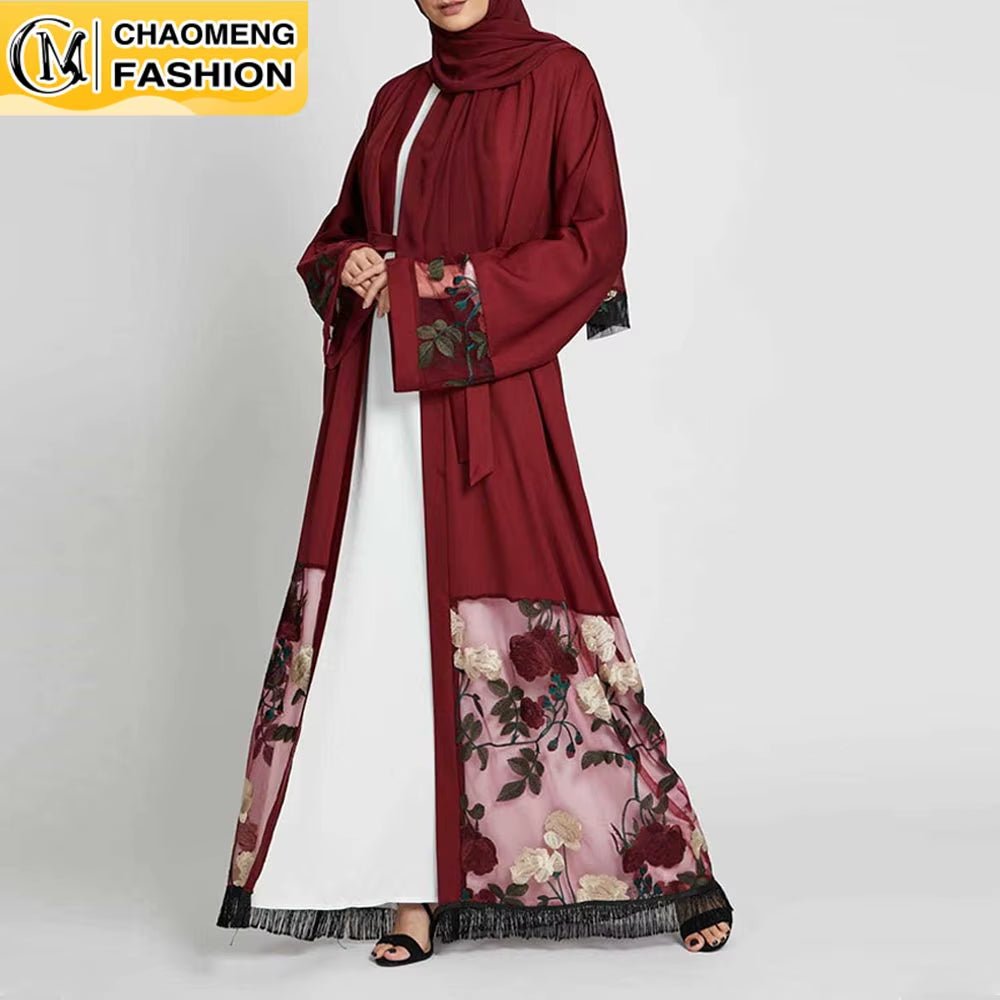 Middle East Ramadan New Kimono Embbroidery Arab Cardigan Kaftan Islamic Clothing Muslim Fashion Women Dresses Open Abaya Dubai - Mugawe Store