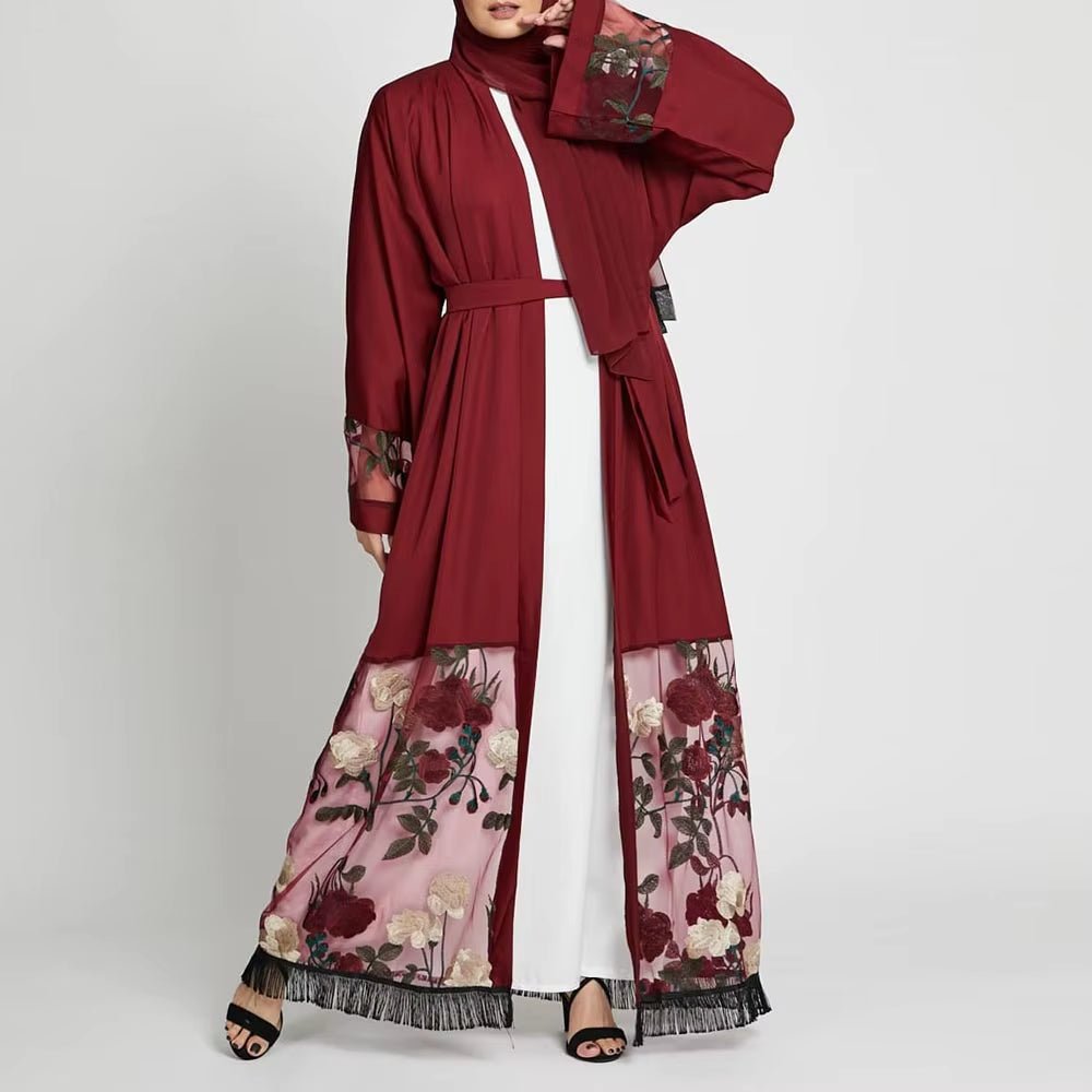 Middle East Ramadan New Kimono Embbroidery Arab Cardigan Kaftan Islamic Clothing Muslim Fashion Women Dresses Open Abaya Dubai - Mugawe Store