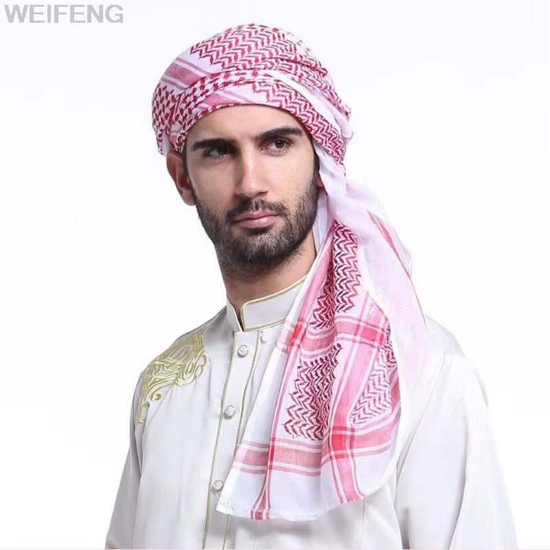 Muslim Shemagh Scarf Traditional Islamic Accessories Headscarf Islamic Neck Wrap Headscarf Windproof Arab Keffiyeh Shemagh Scarf - Mugawe Store