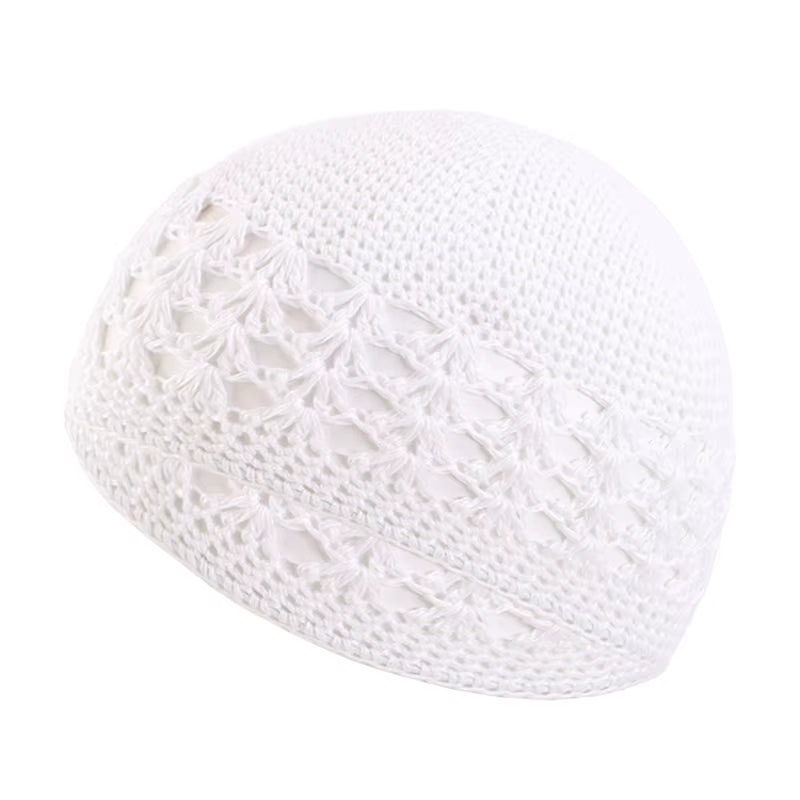 New Kufi Cap Solid Cotton Women Men Prayer Hats Islamic Islamic Beanie Kufi Hats Crochet Handmade Winter Keep Warm Accessories - Mugawe Store