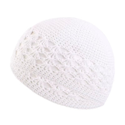 New Kufi Cap Solid Cotton Women Men Prayer Hats Islamic Islamic Beanie Kufi Hats Crochet Handmade Winter Keep Warm Accessories - Mugawe Store