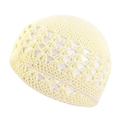 New Kufi Cap Solid Cotton Women Men Prayer Hats Islamic Islamic Beanie Kufi Hats Crochet Handmade Winter Keep Warm Accessories - Mugawe Store