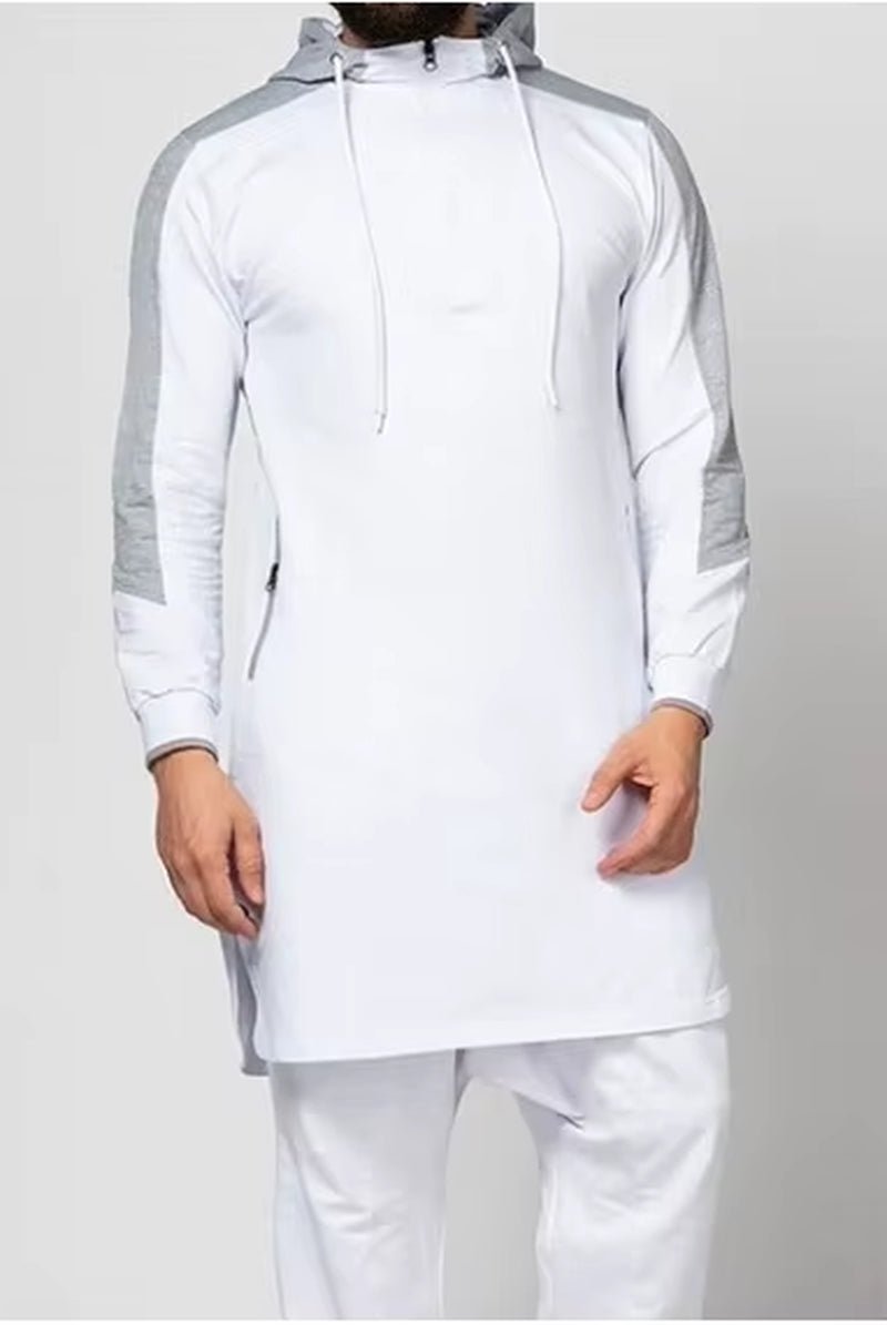 New Men Jubba Thobe Muslim Arabic Islamic Clothing Abaya Dubai Kaftan Winter Long Sleeve Stitching Saudi Arabia Sweater - Mugawe Store