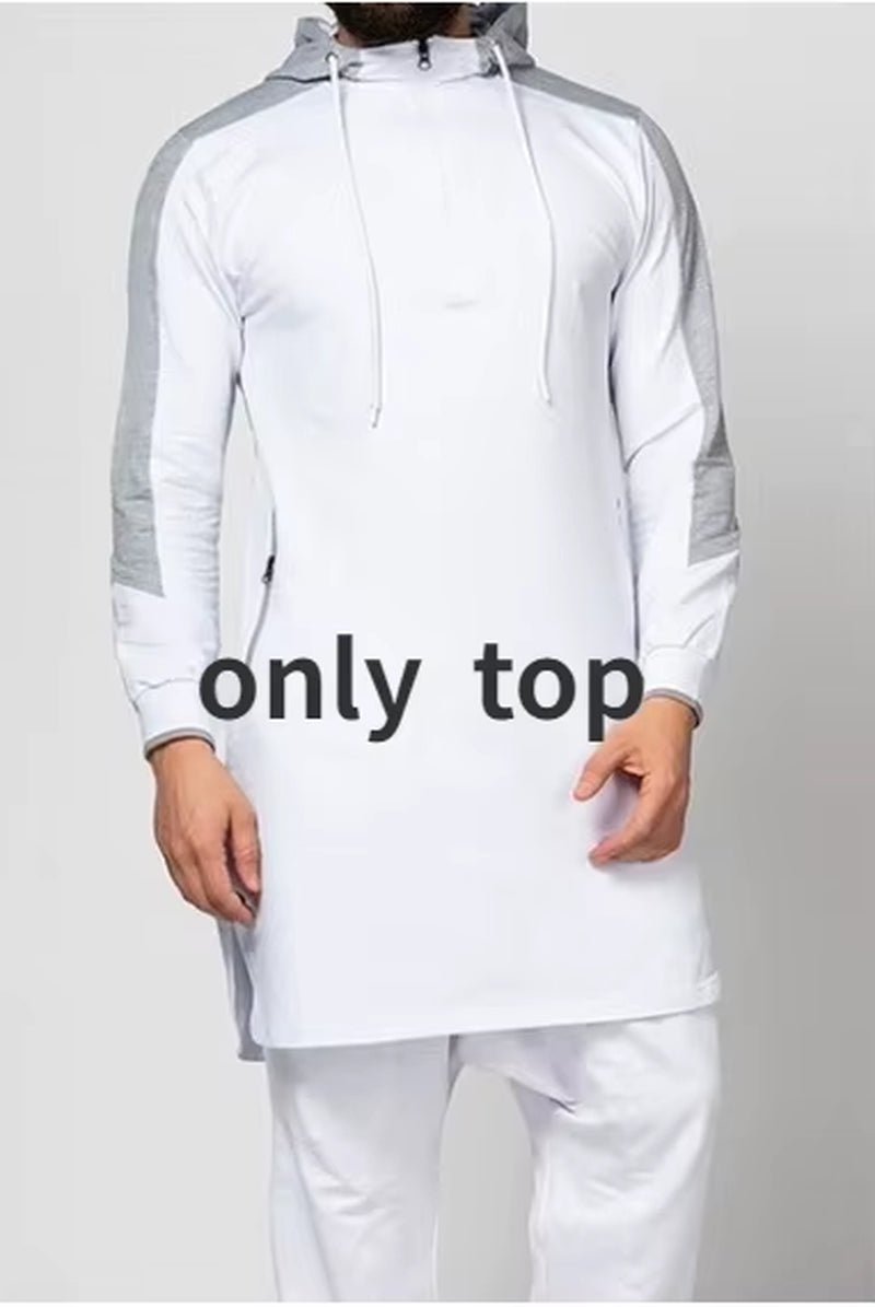 New Men Jubba Thobe Muslim Arabic Islamic Clothing Abaya Dubai Kaftan Winter Long Sleeve Stitching Saudi Arabia Sweater - Mugawe Store