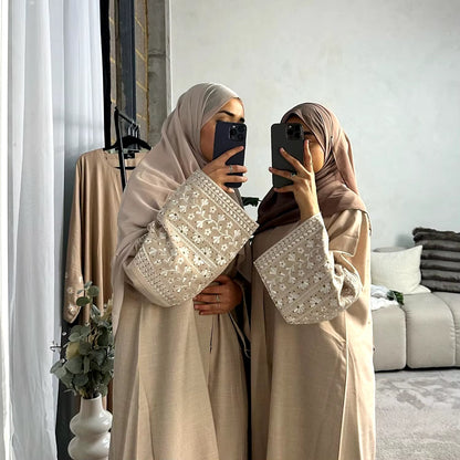 Open Abaya Muslim Cardigan Maxi Dress Women Embroidery Kaftan Islamic Clothing Caftan Marocain Femme Kebaya Robe Kimono Abayas - Mugawe Store