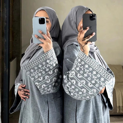 Open Abaya Muslim Cardigan Maxi Dress Women Embroidery Kaftan Islamic Clothing Caftan Marocain Femme Kebaya Robe Kimono Abayas - Mugawe Store