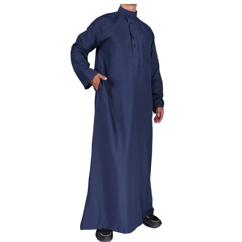 Qamis Man Clothing Islam Djellaba Man Muslim Arab Men Robe Middle Eastern Washed Fleece Robe Jubba Thobe Muslim Styles Fashion - Mugawe Store