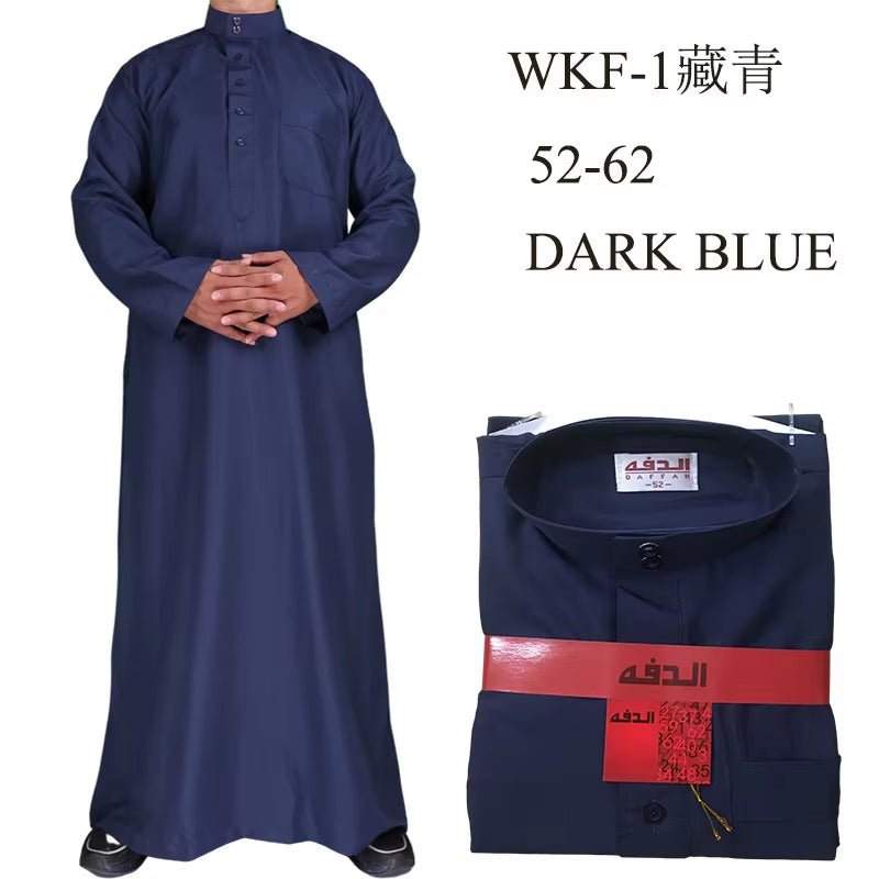 Qamis Man Clothing Islam Djellaba Man Muslim Arab Men Robe Middle Eastern Washed Fleece Robe Jubba Thobe Muslim Styles Fashion - Mugawe Store