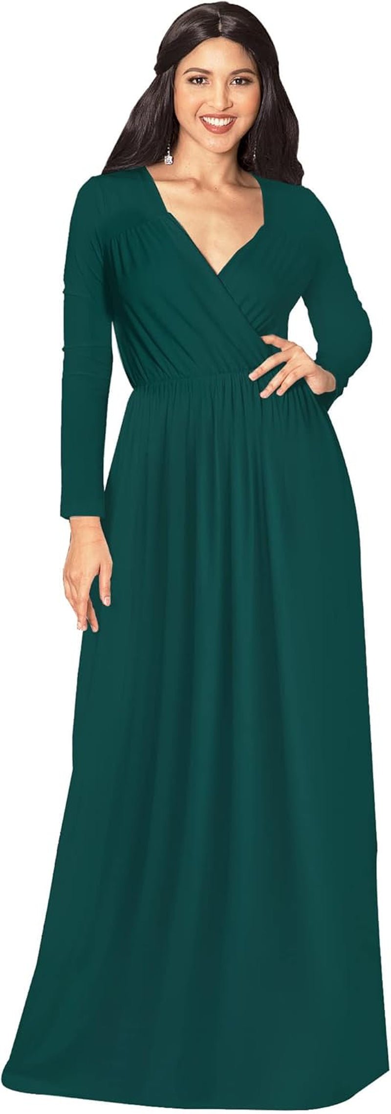 Womens Long Sleeve Empire Cocktail Elegant Evening Versatile Maxi Dress - Mugawe Store